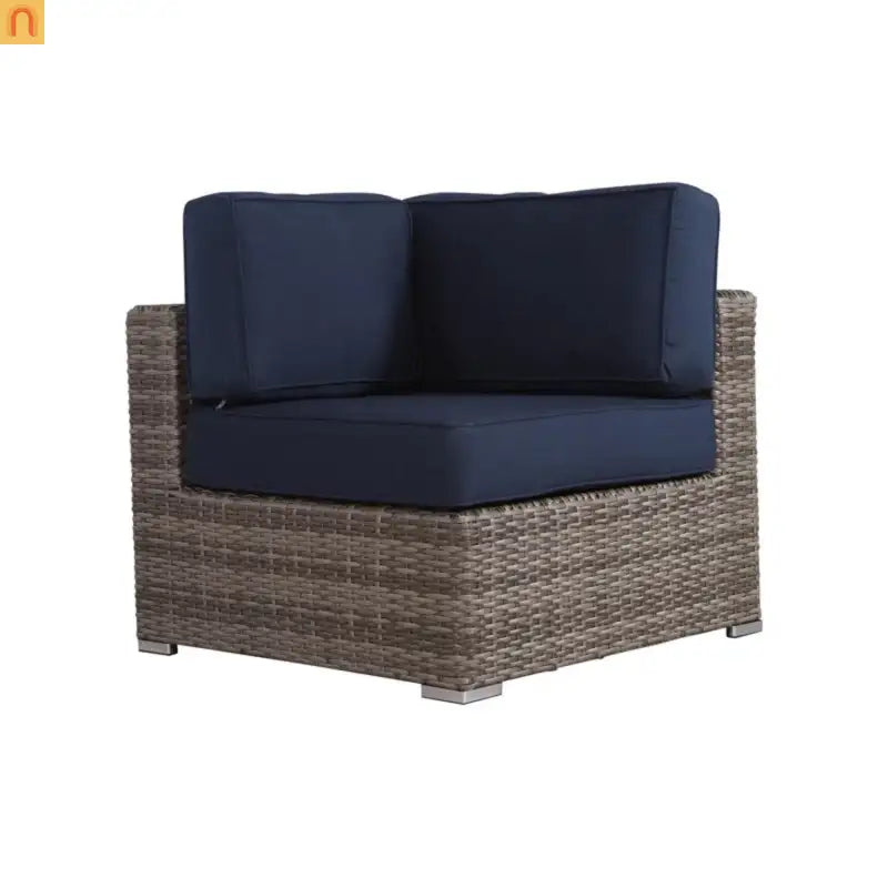 Outdoor Sectional Set Gray Wicker 4 Person Sunbrella No Assembly