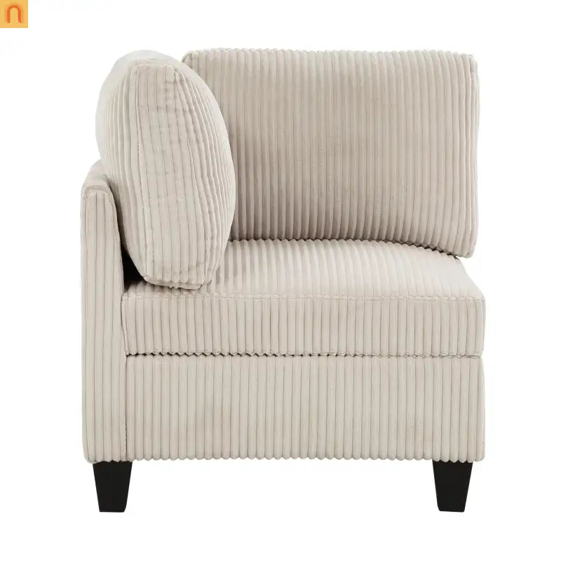 Sectional Sofa Modular Corduroy Beige 7-Seat Storage USB 112in