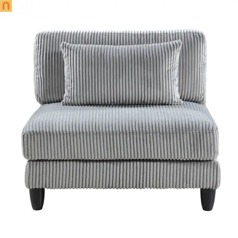 Sectional Sofa Modular Corduroy Gray 6-Seat 160in 2 Ottomans