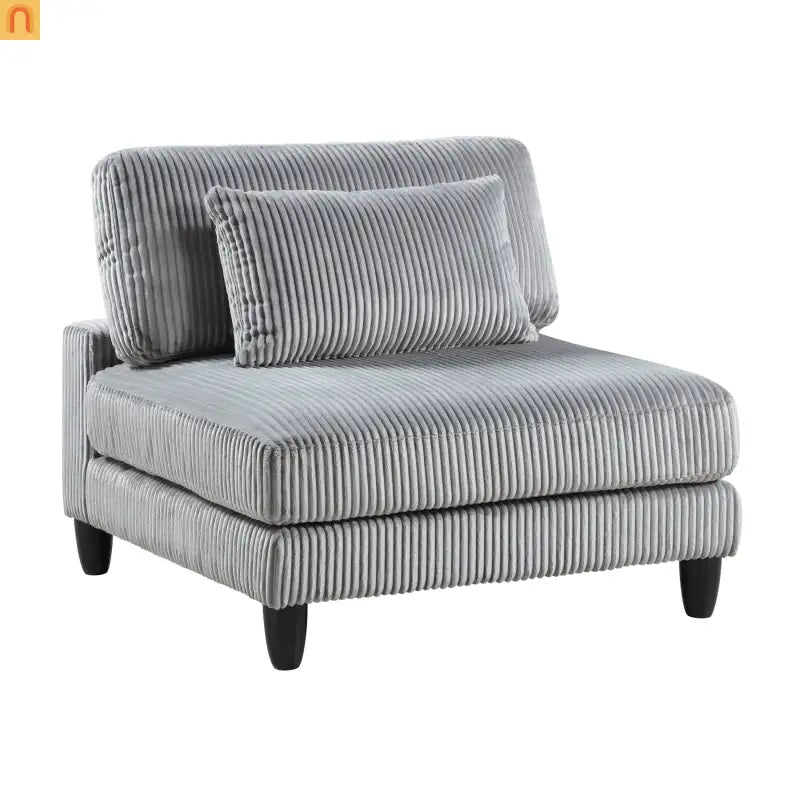 Sectional Sofa Modular Corduroy Gray 6-Seat 160in 2 Ottomans