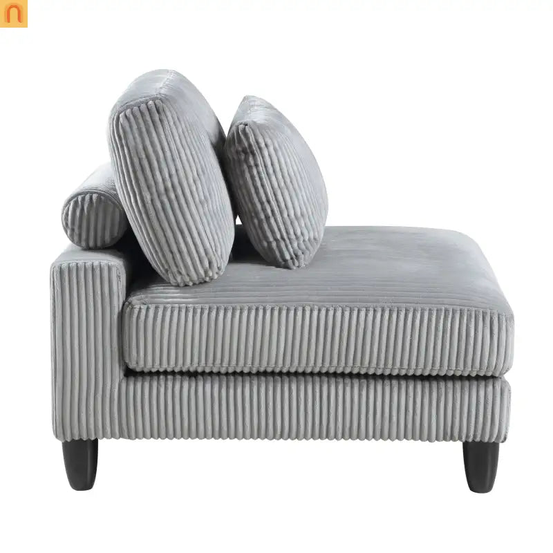 Sectional Sofa Modular Corduroy Gray 6-Seat 160in 2 Ottomans