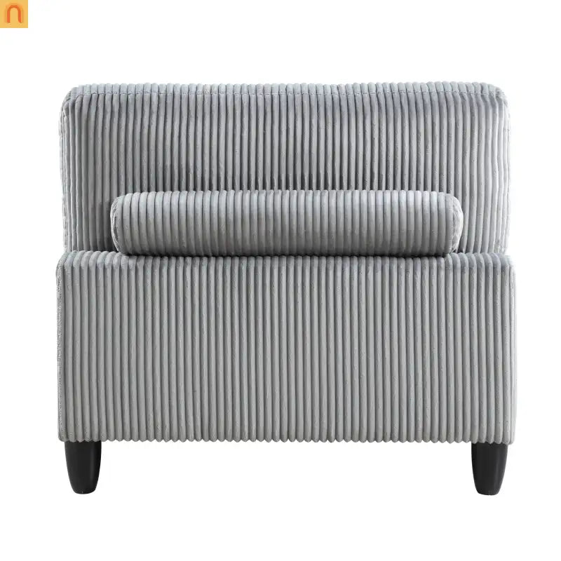 Sectional Sofa Modular Corduroy Gray 6-Seat 160in 2 Ottomans