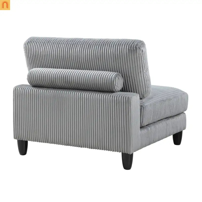 Sectional Sofa Modular Corduroy Gray 6-Seat 160in 2 Ottomans