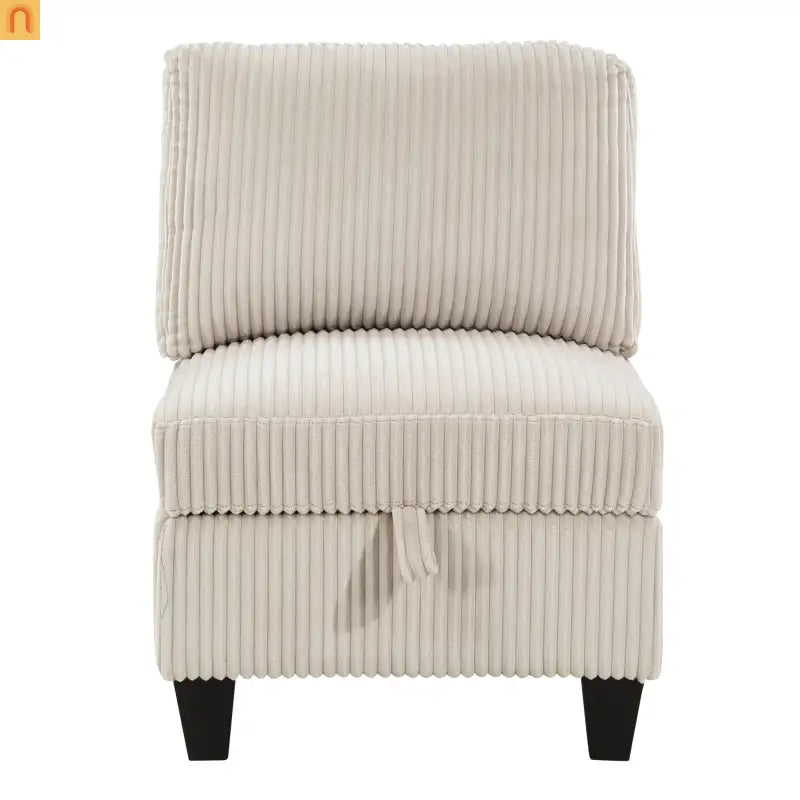 Sectional Sofa Modular Corduroy Beige 8-Seat Storage USB 163in