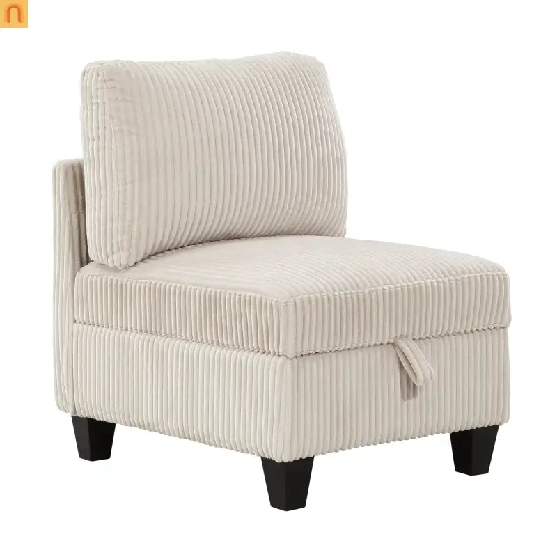 Sectional Sofa Modular Corduroy Beige 8-Seat Storage USB 163in