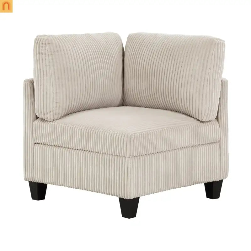 Sectional Sofa Modular Corduroy Beige 8-Seat Storage USB 163in