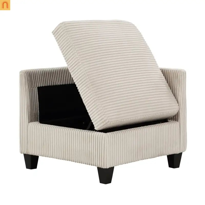 Sectional Sofa Modular Corduroy Beige 8-Seat Storage USB 163in