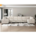 Sectional Sofa Modular Corduroy Beige 8-Seat Storage USB 163in