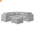 Sectional Sofa Modular Performance Fabric Gray 6-Seat 93in