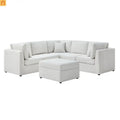 Sectional Sofa Modular Performance Fabric Ivory 6-Seat 93in