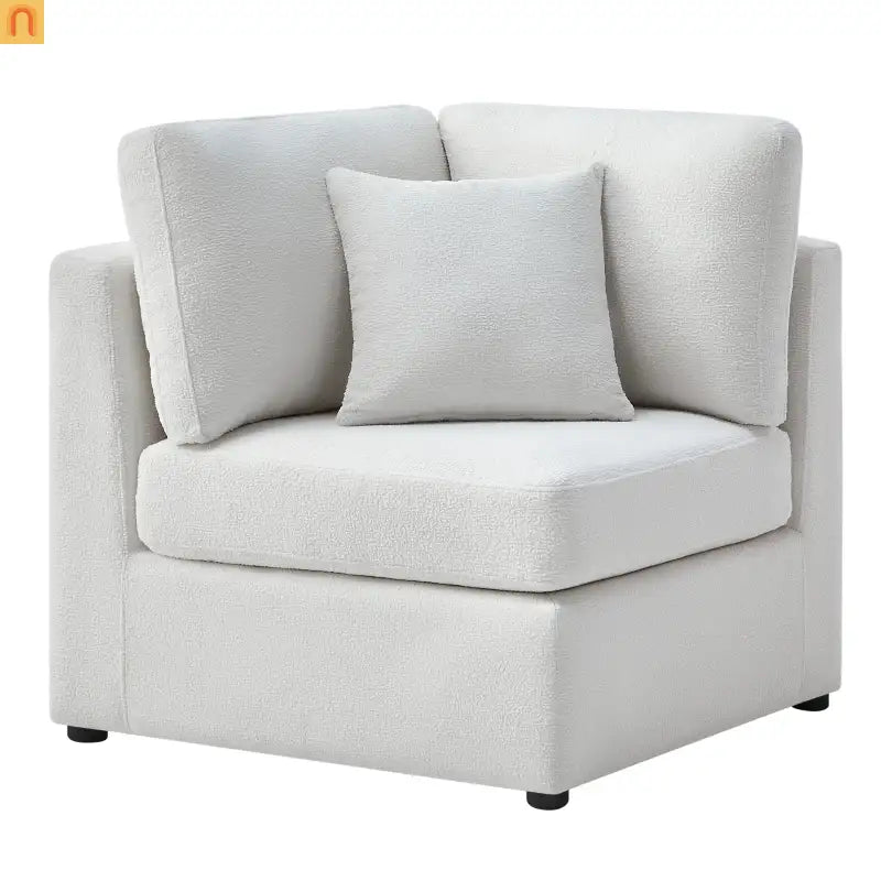 Sectional Sofa Modular Performance Fabric Ivory 6-Seat 93in