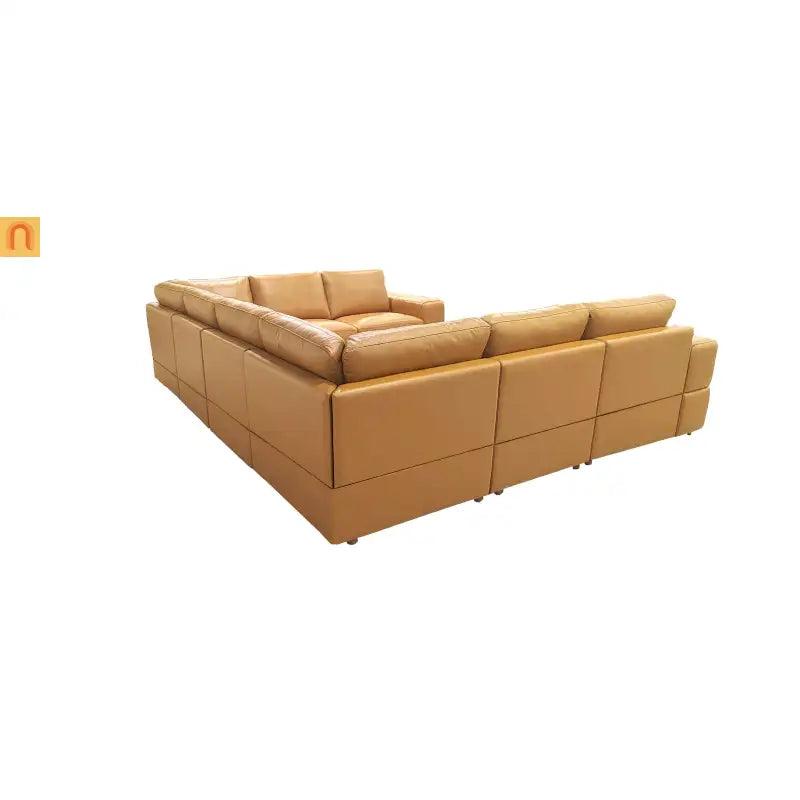 Sectional Modular Leather Match Ginger Square Arm 8-Seat 131in
