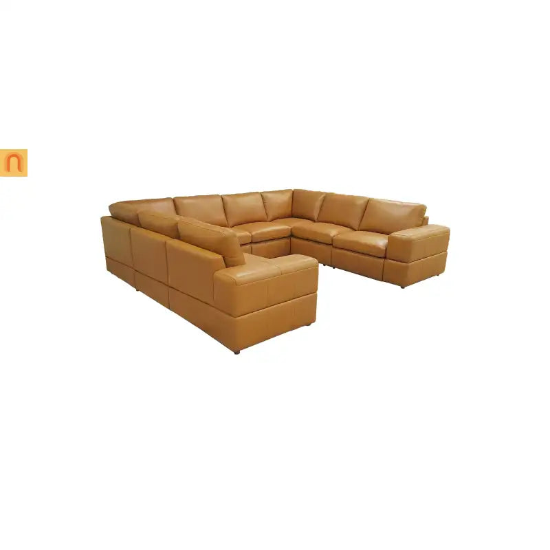 Sectional Modular Leather Match Ginger Square Arm 8-Seat 131in