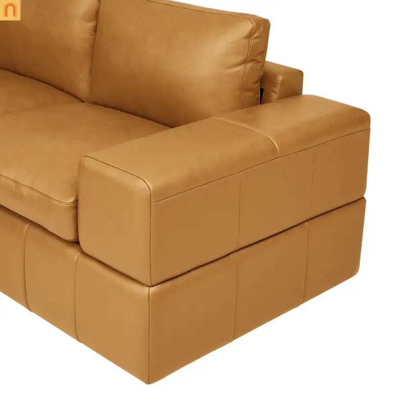Sectional Modular Leather Match Ginger Square Arm 8-Seat 131in