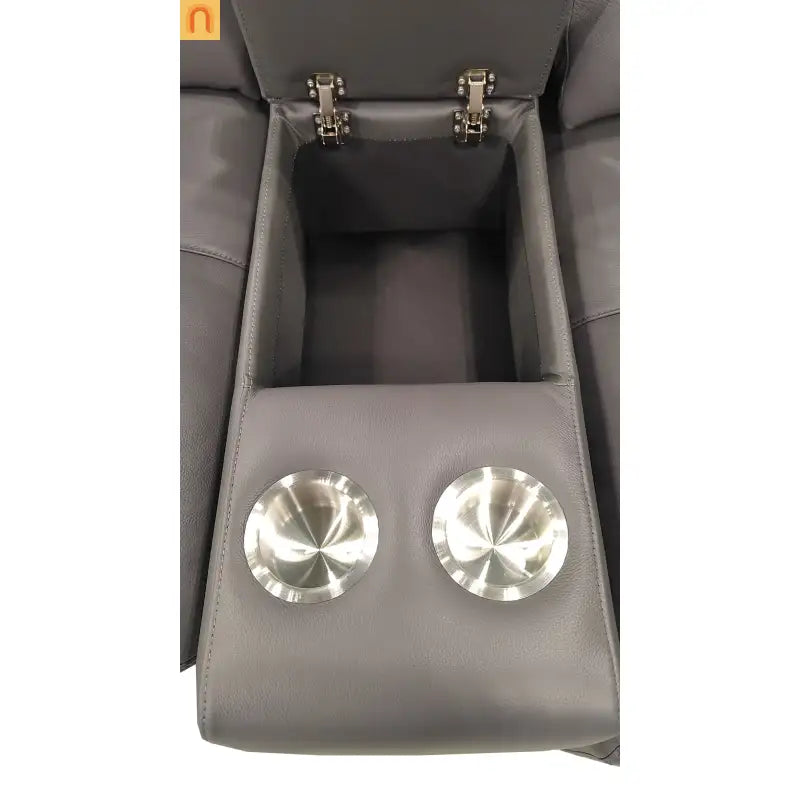 Sectional U-Shape Leather Match Blue Gray 8-Seat 164in