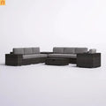 Outdoor Sectional Set Wicker Espresso 11-Piece Seats 7 Storage