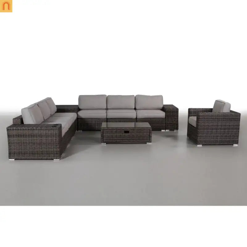 Outdoor Sectional Set Wicker Espresso 11-Piece Seats 7 Storage