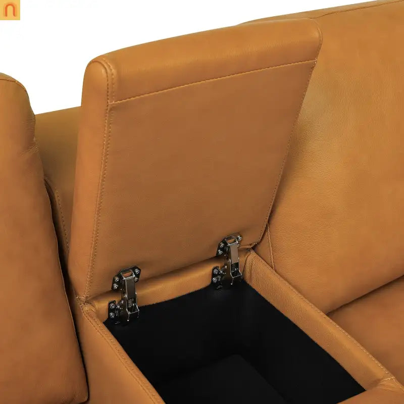 Sectional Sofa L-Shape Leather Match Ginger 2 Recliners 128in