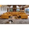 Sectional Sofa L-Shape Leather Match Ginger 2 Recliners 128in