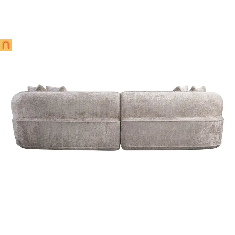 Sectional Sofa L-Shape Boucle Camel 4-Seat No Assembly 114in