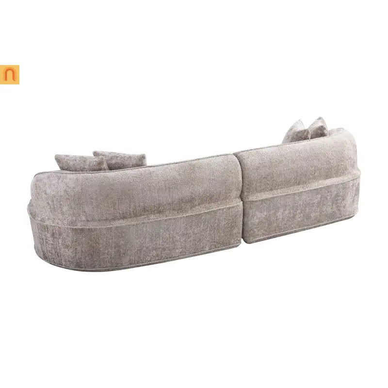 Sectional Sofa L-Shape Boucle Camel 4-Seat No Assembly 114in