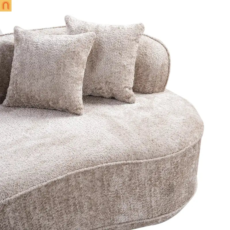 Sectional Sofa L-Shape Boucle Camel 4-Seat No Assembly 114in