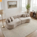 Sectional Sofa L-Shape Boucle Camel 4-Seat No Assembly 114in