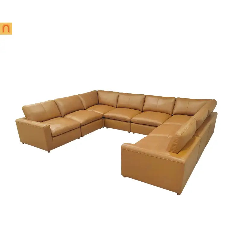 Sectional Sofa U-Shape Leather Match 152in 8-Seat