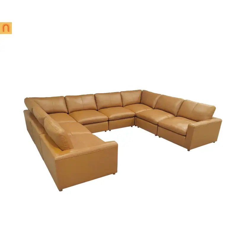 Sectional Sofa U-Shape Leather Match 152in 8-Seat