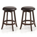 Set of 2 24/29 Inch Upholstered PU Leather Bar Stool with 360° Swivel Round Seat