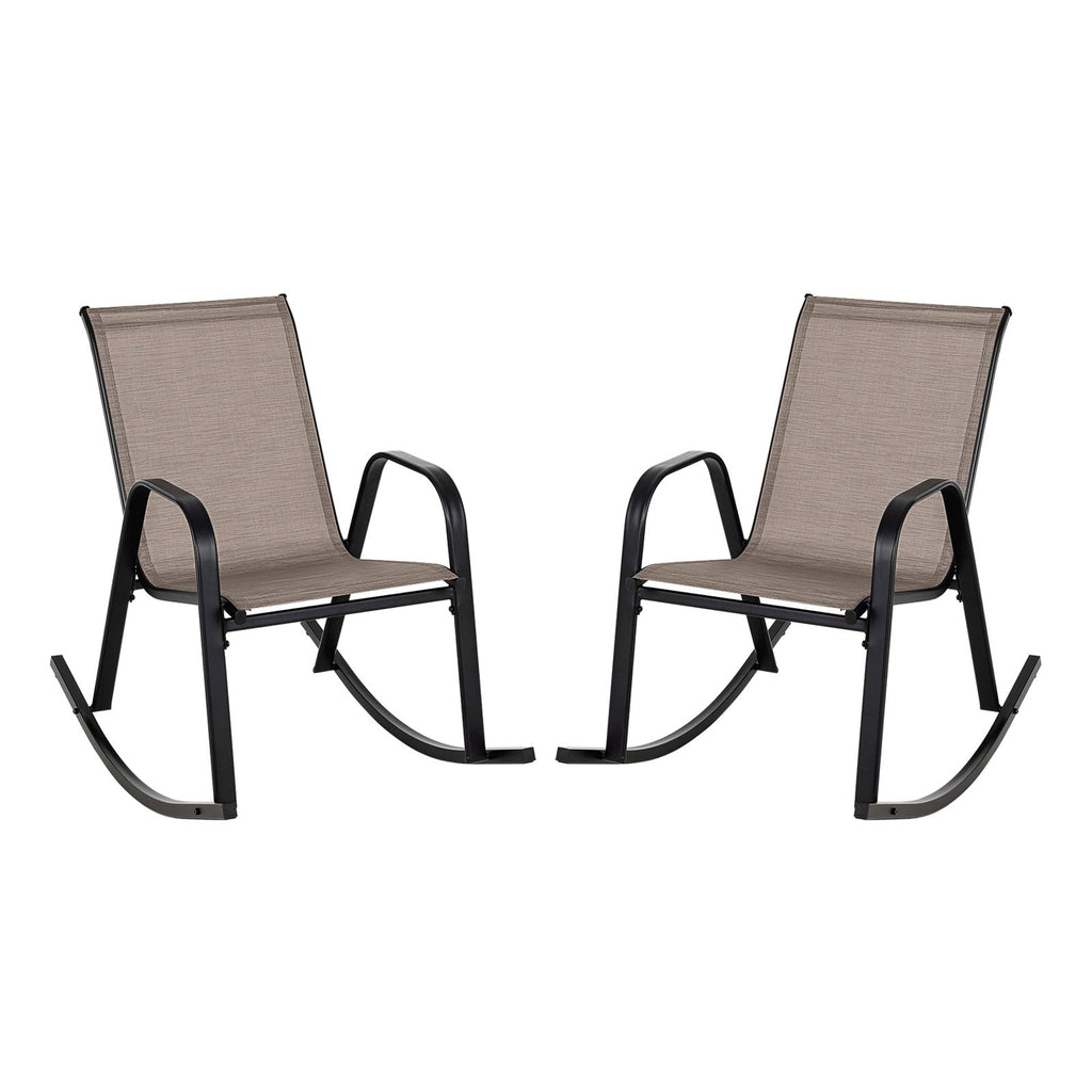 Set of 2 Metal Patio Rocking Chair with Breathable Seat Fabric