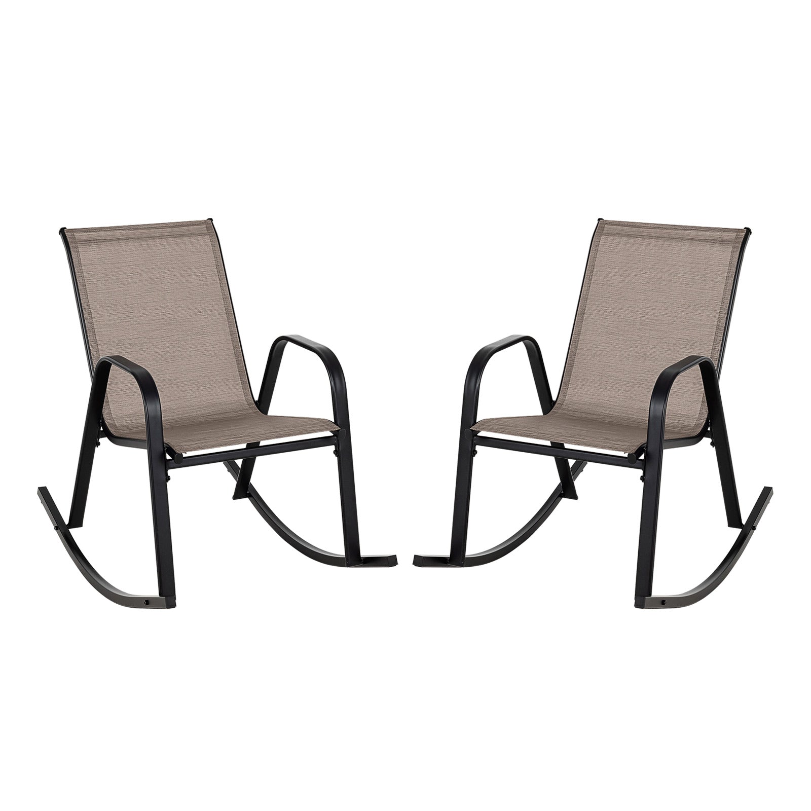 Set of 2 Metal Patio Rocking Chair with Breathable Seat Fabric