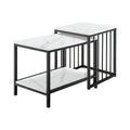 Set of 2 Nesting End Tables with Storage Shelf-White