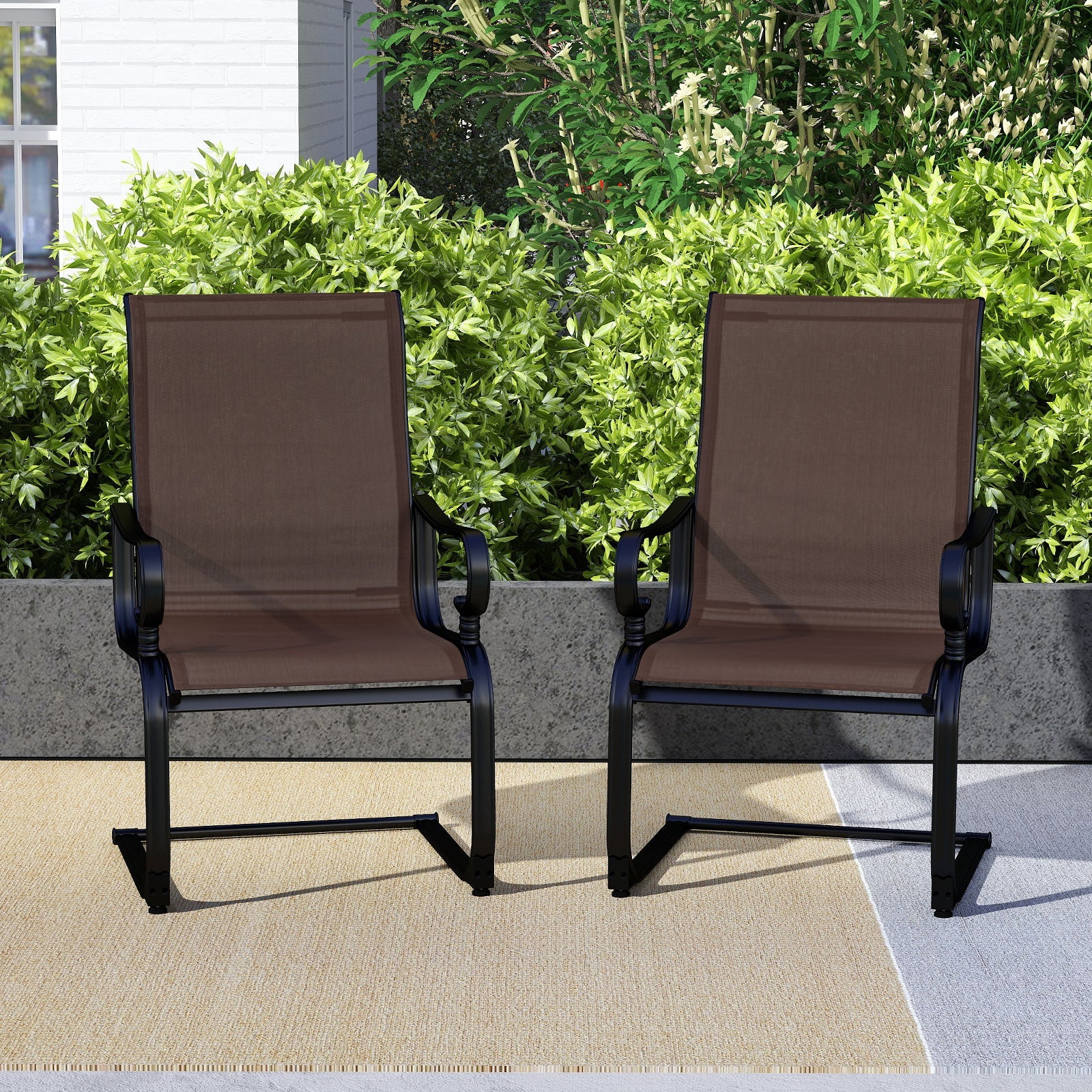 Set of 2 Patio Chairs with Quick-drying and Breathable Fabric for Backyard