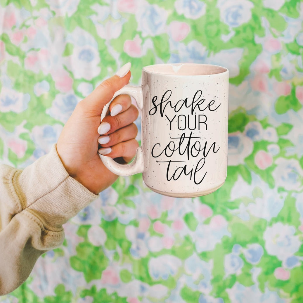 Shake Your Cotton Tail 16oz Ceramic Easter Coffee Mug Pastel Pink Blue
