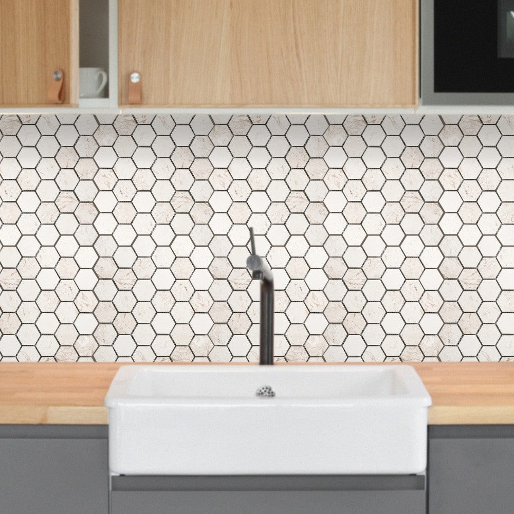 Shell Stone Limestone 2 Inch Hexagon Honed Mosaic Tile 12x12