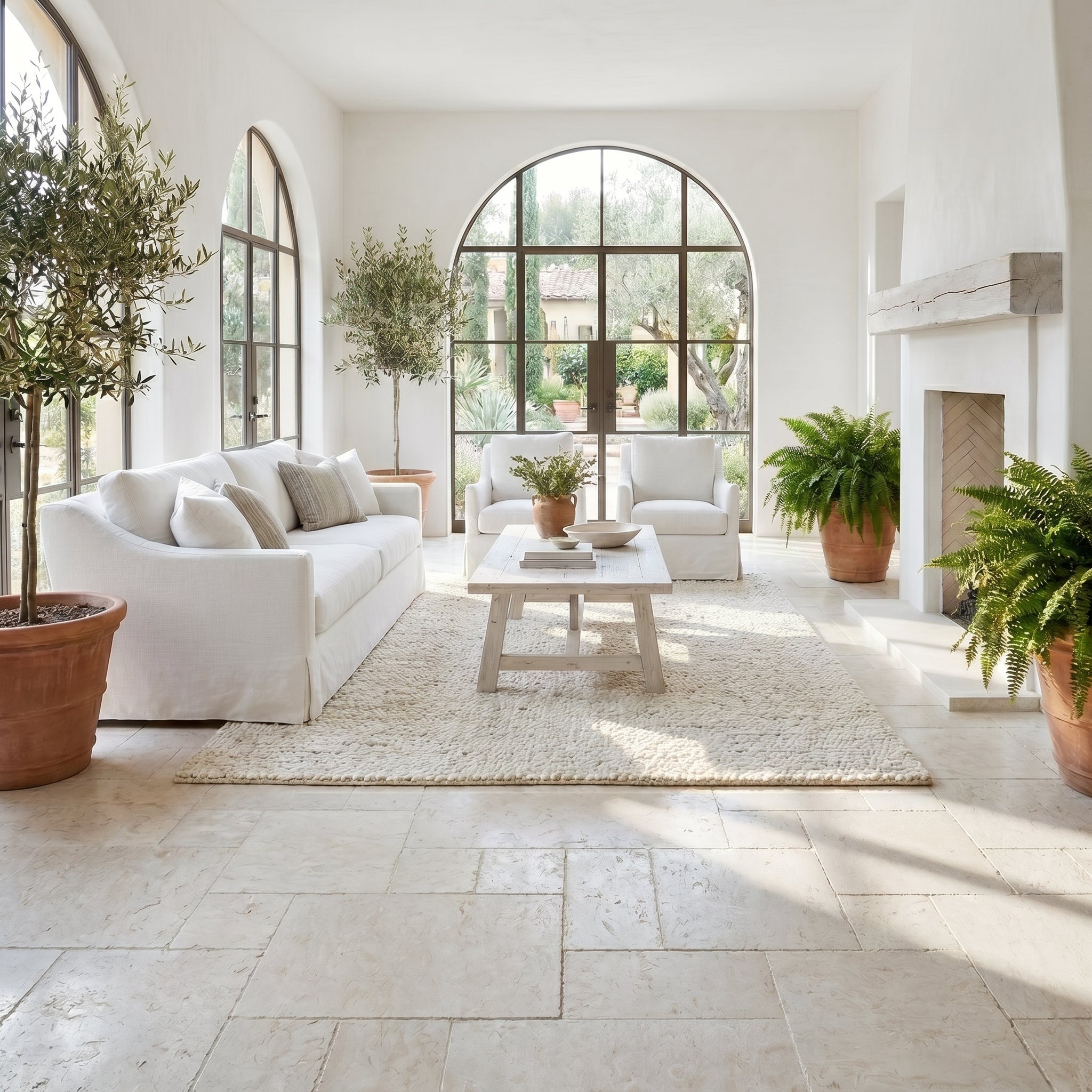 White Fossil Shell Stone Limestone Pattern Floor and Wall Tile