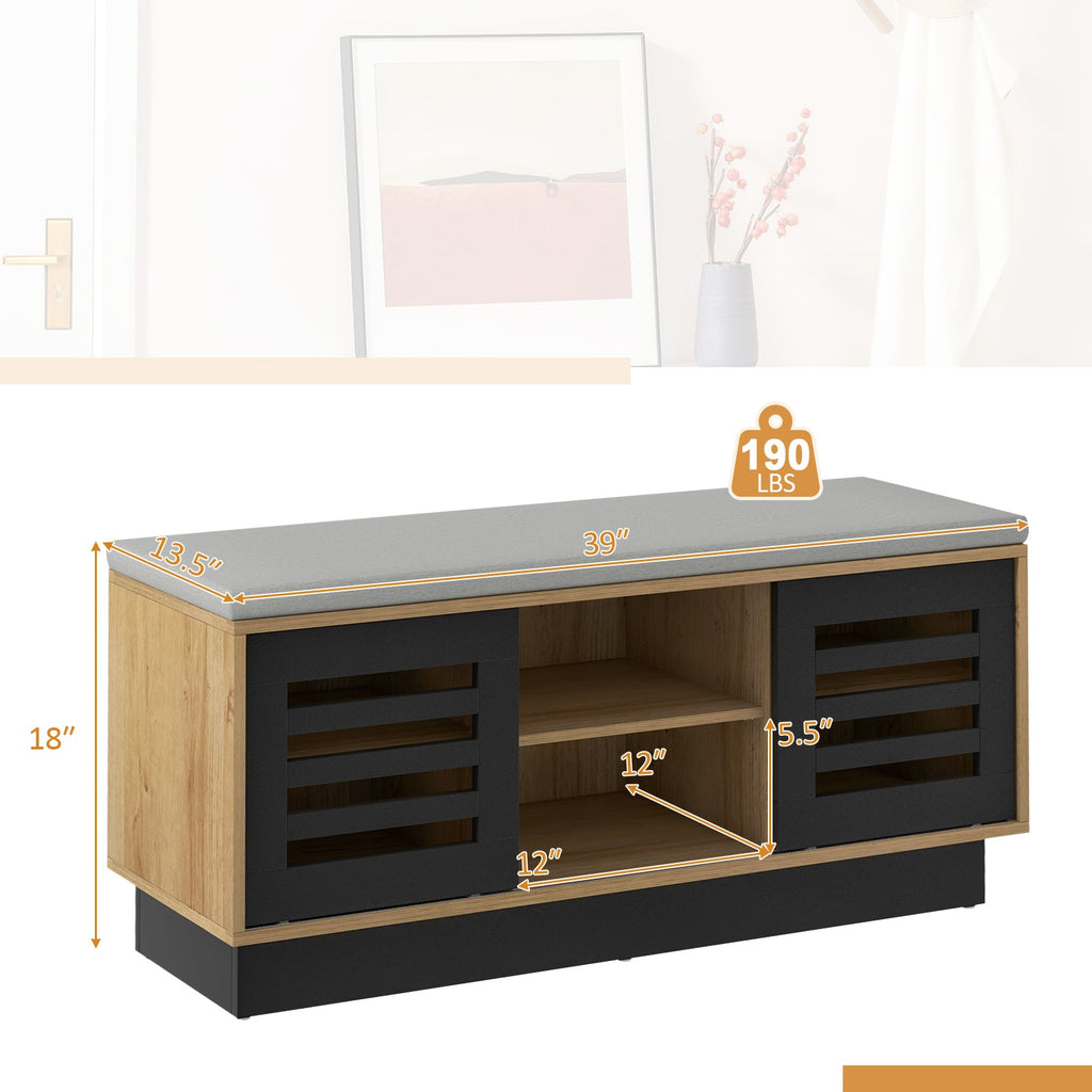 Shoe Bench with 6 Storage Compartments and 3 Adjustable Shelves