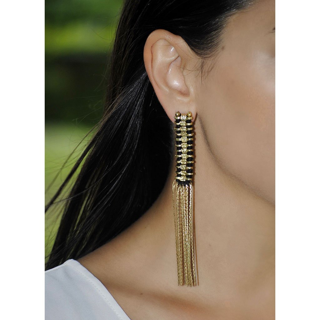 Silver Temple Tassel Earrings Boho Fringe Indian Statement 4.5in Handmade