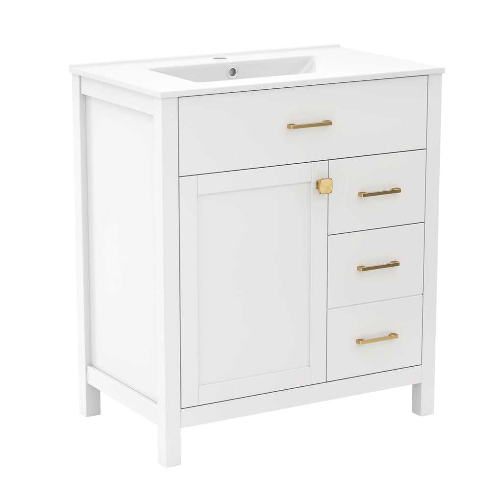 Single Bathroom Vanity with 2 Drawers and 1 Door-White