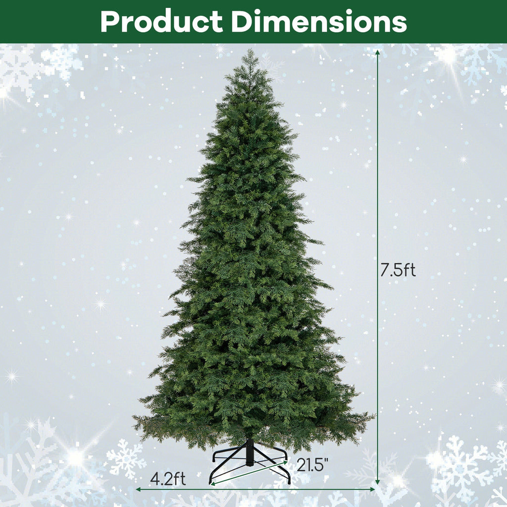 6/7.5 Feet Pre-Lit Artificial Christmas Tree with 11 Modes and Metal Stand