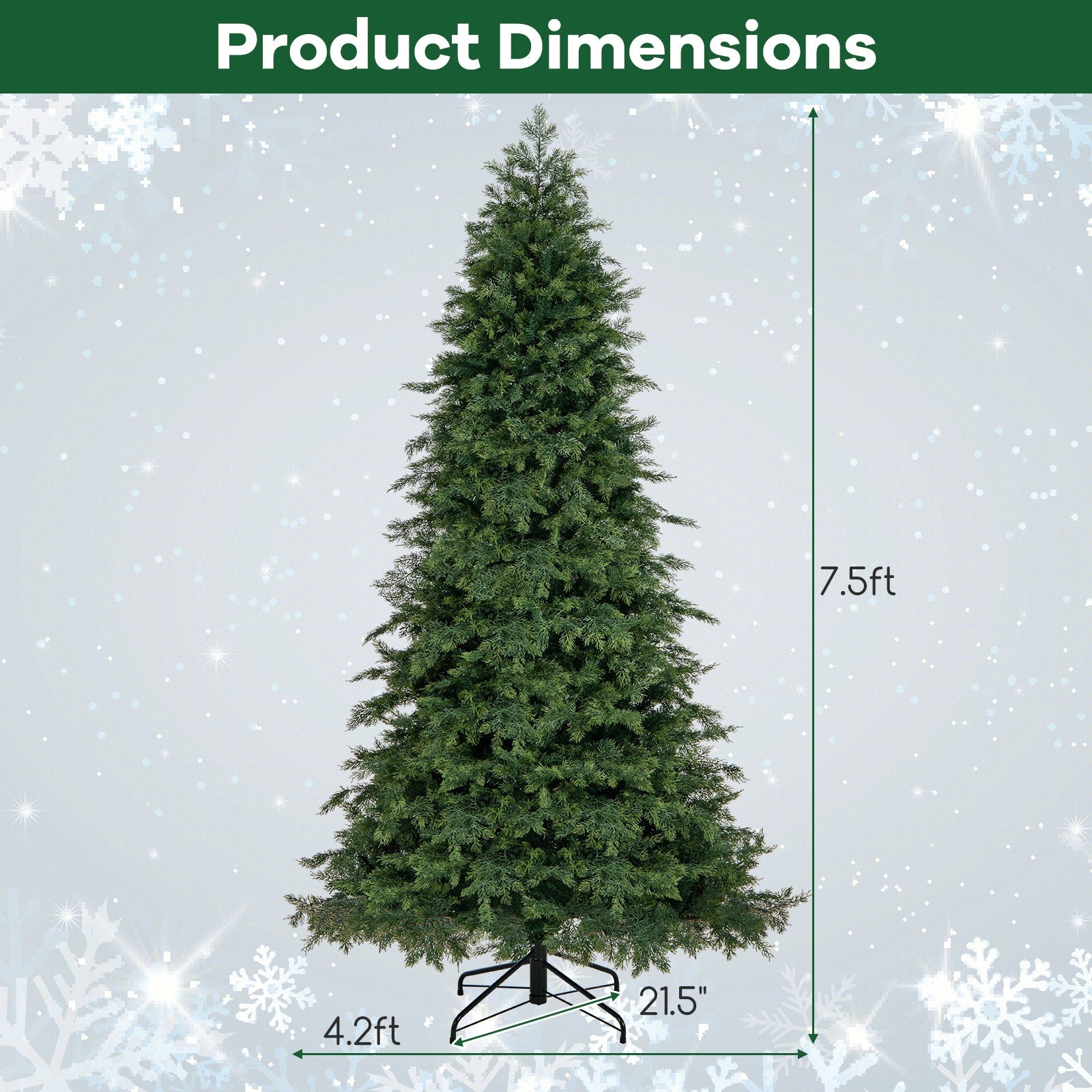 6/7.5 Feet Pre-Lit Artificial Christmas Tree with 11 Modes and Metal Stand