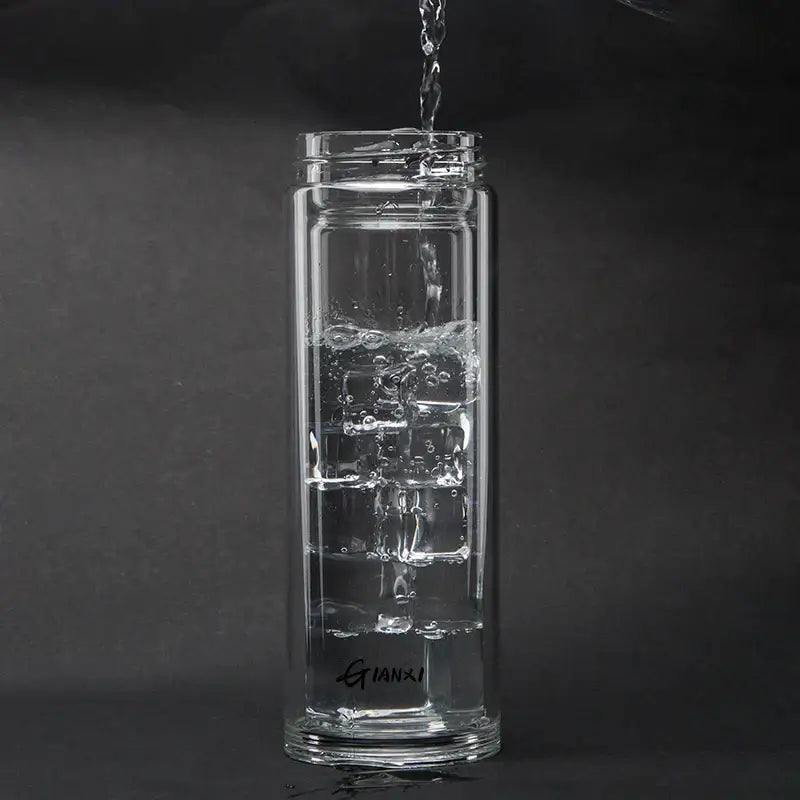 Sleek double-walled glass water bottle with filter – kitchen tumbler