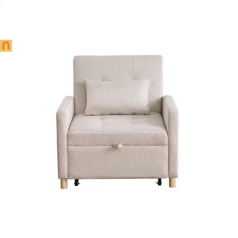 Chair Convertible 3-in-1 Fabric Beige Adjustable Backrest 330 lb