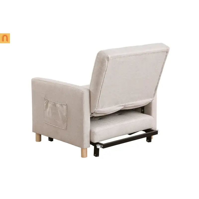 Chair Convertible 3-in-1 Fabric Beige Adjustable Backrest 330 lb
