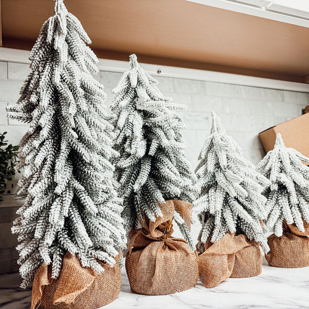 Snow Flocked Artificial Christmas Trees Realistic Mini Holiday Home Decor