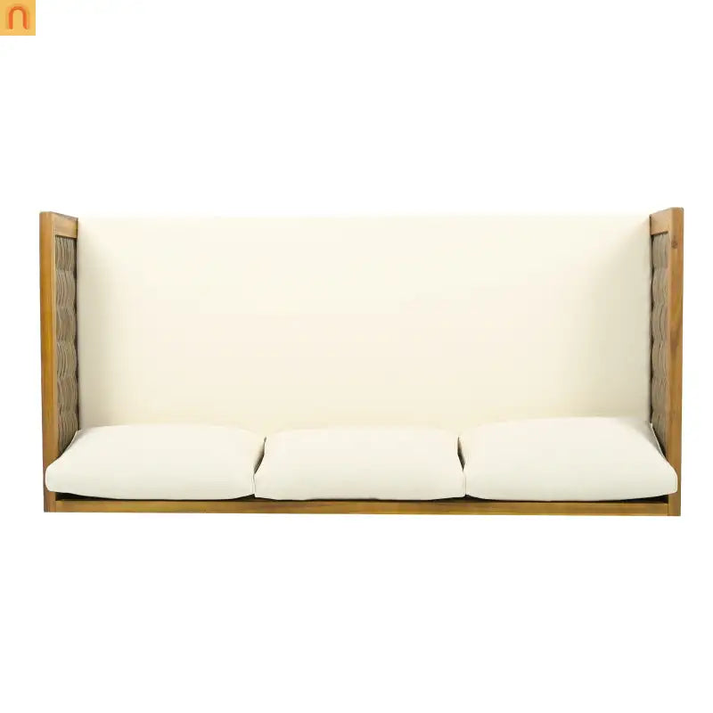 Outdoor Daybed Sofa Acacia Wood Rattan Arms Teak 3-Seater 67.5in