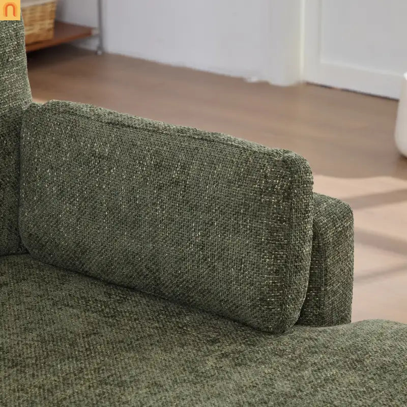 Sofa Bed Chenille Green Modular Pocket Spring 55in 4 Pillows