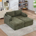Sofa Bed Chenille Green Modular Pocket Spring 55in 4 Pillows