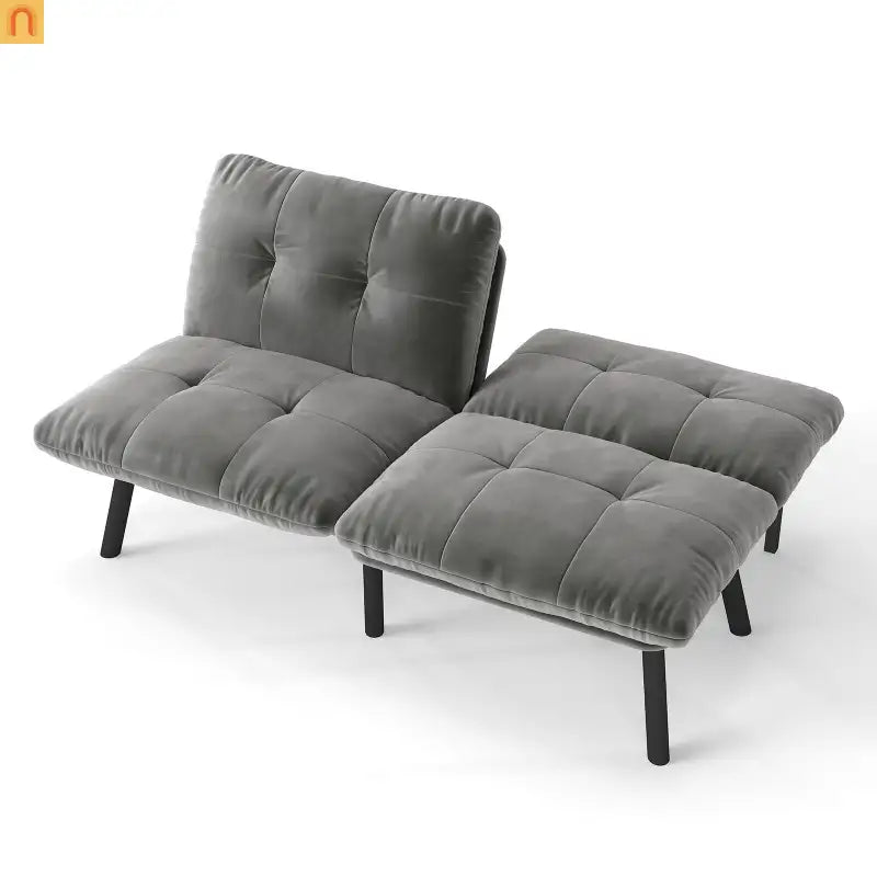 Convertible Velvet Sofa Bed Twin 62in Gray Adjustable